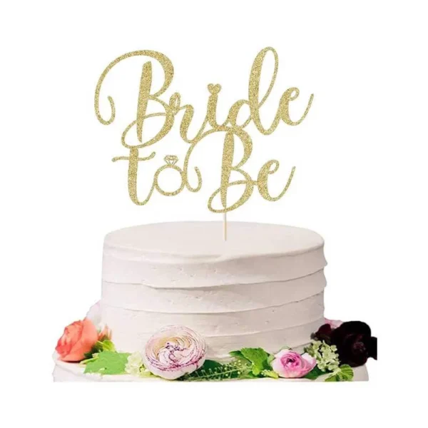Glitter Bride to Be Cake Topper – Bridal Shower Cake Topper,for Wedding Shower;Engagement;Bachelorette;Hen Party Decorations (golden)